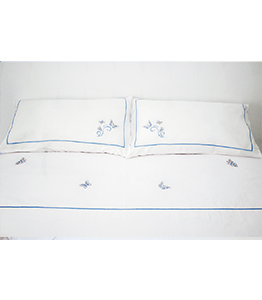 Blue Butterfly Embroidered Bed Set